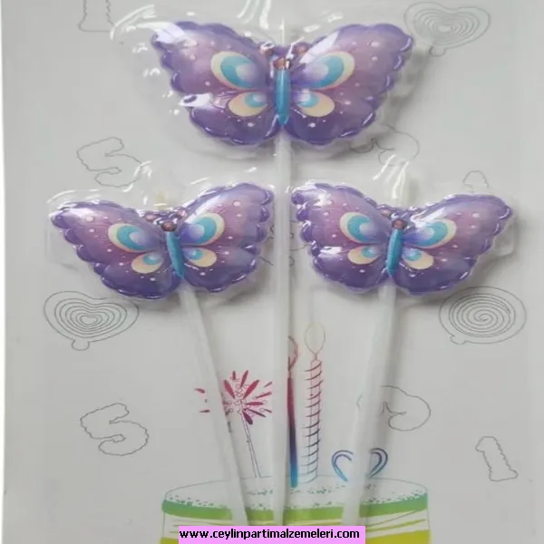 Kelebek 3'lü Mor Mum